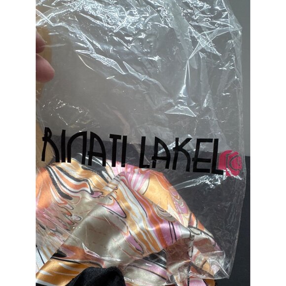 Kinati Lake Yomi The Collection Satin Head Wrap Orange Pink Geometric Black - Picture 8 of 8